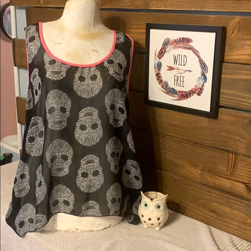 💜High Low Skull Sheer Tank💜